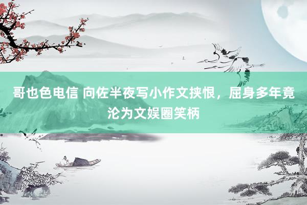 哥也色电信 向佐半夜写小作文挟恨，屈身多年竟沦为文娱圈笑柄
