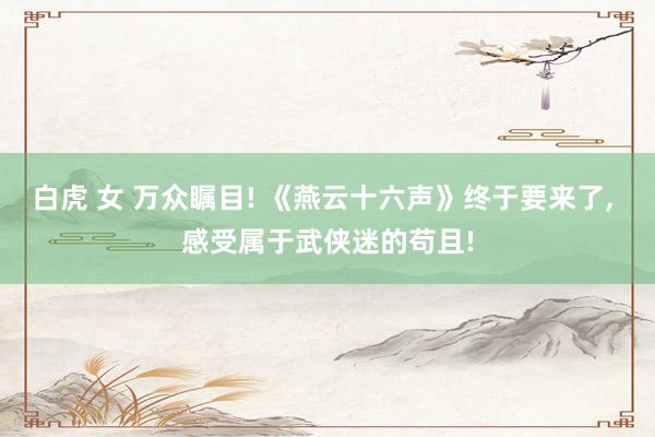 白虎 女 万众瞩目! 《燕云十六声》终于要来了， 感受属于武侠迷的苟且!
