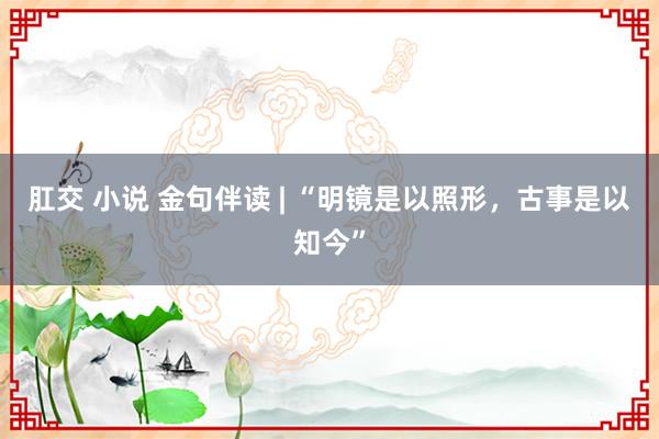 肛交 小说 金句伴读 | “明镜是以照形，古事是以知今”
