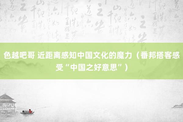 色越吧哥 近距离感知中国文化的魔力（番邦搭客感受“中国之好意思”）